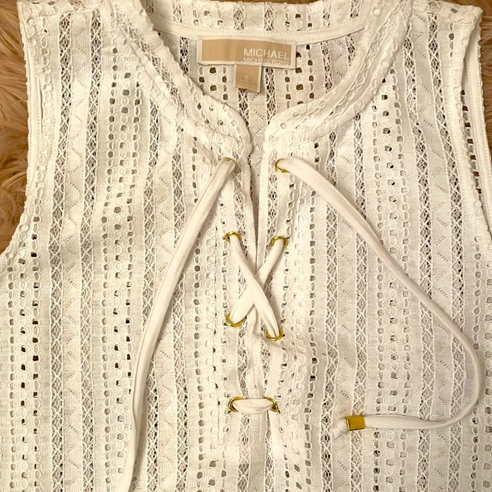 Michael Kors White Eyelet Top - Picture 3 of 5